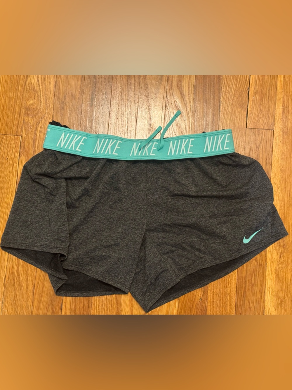 Nike Charcoal Athletic Shorts with Teal Waistband